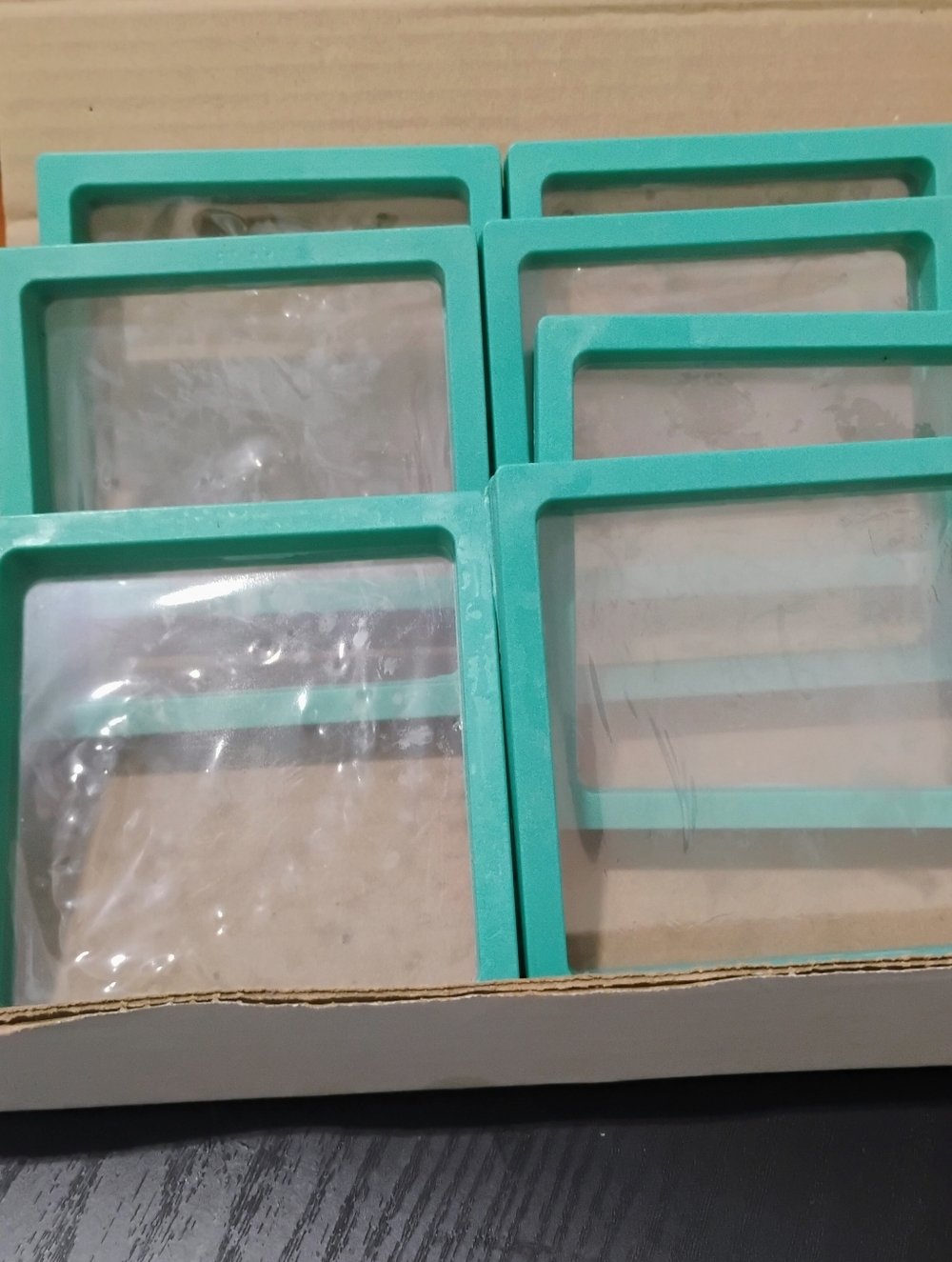 Aqua Turquoise Plastic Display Frames - Set of 6